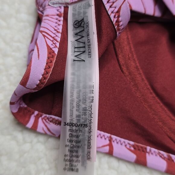 1205 NWT Essential Full-Coverage Bikini Top Sz 34DDD Tropical Purple - Picture 4 of 5